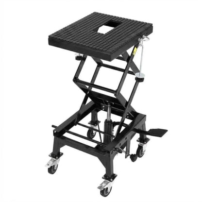 Garvee Hydraulic Motorcycle Lift Jack 350LBS, Foot Operated Scissor Lift Table for ATV Dirt Bike, Heavy-Duty Steel Stand with Safety Lock & Wheels, 13.78"-34.25" Height Adjustable, Motorcycle Scissor