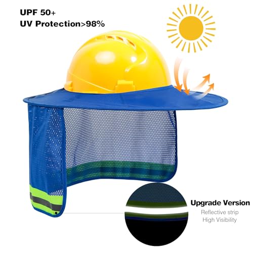 TCCFCCT Hard Hat Sun Shade, Neck Cover, Full Brim Sun Visor and Bandana Headband Face Scarf, 2 Packs, Blue - color: Sun Shade 1+bandana 1 Blue