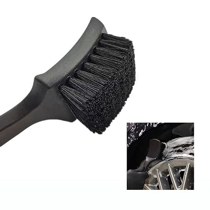 Wheel Brush Tire Brush Car Wash Brush Tire Brush Car Carpet Cleaner Used for Cleaning Car Tires, Wheels and Carpets, with a Short Handle that is Simple and Durable - color: Black