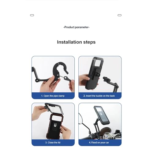 Waterproof Motorcycle Bike Mobile Phone Holder Magnetic Universal Bicycle GPS 360 Swivel Adjustable Motorcycle Cellphone Holde (Black) - color: black
