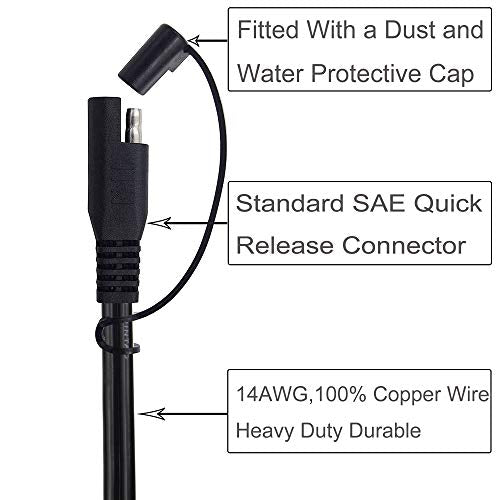12FT 14AWG Battery Alligator Crocodile Clip to SAE Connector Extension Cable,12V SAE Quick Release Adapter to Alligator Clips Quick Disconnect Cable