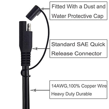 12FT 14AWG Battery Alligator Crocodile Clip to SAE Connector Extension Cable,12V SAE Quick Release Adapter to Alligator Clips Quick Disconnect Cable