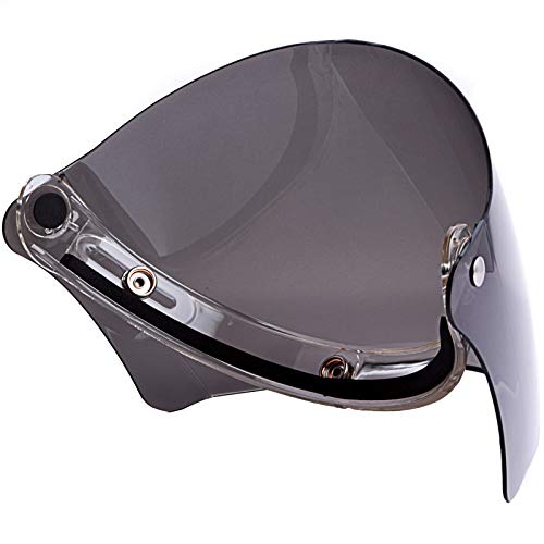 Universal 3 Snap-Button Visor for Open Face Motorcycle Helmet Wind Shield Flip Up Down (Smoke) - color: Smoke