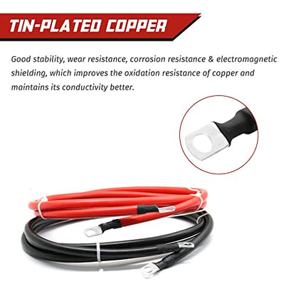 2 AWG Battery Cable 2 Gauge Pure Copper Battery Inverter Cables with 5/16 in Lugs Both Ends Power Inverter Wire Set for Automotive Solar Power Inverter Marine Boat RV Car Motorcycle (7FT) - size: 7 ft