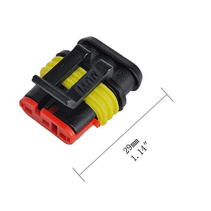 MUYI 10 Kit 3 Pin Way Waterproof Electrical Connector 1.5mm Series Terminals Water Resistend - style: 3pin connector(10 sets)
