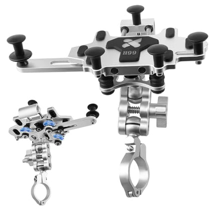 Aluminum Alloy Motorcycle Phone Mount Holder [Dual Vibration Dampener] [Metal Adjustment Arm] Motorcycle Handlebar Accessories,for 4.7-7.2 inch Samsung Apple Phone