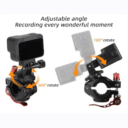 Motorcycle Bike Mount Holder 360°Rotation Bicycle Handlebar Mount Clamp Accessories for GoPro Series Gopro12 DJI Action Series Action 4 Insta360 Go Series Insta360 One R Series Cameras