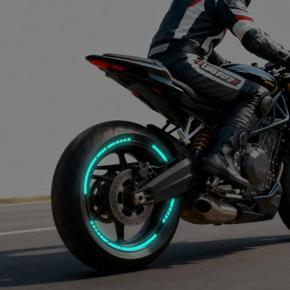 12PCS Reflective Car Wheel Stickers, Night Safety Warning Bicycle Stickers, Anti-Scratch Reflective Rim Decals for Car Motorcycle Cycling Bike (Mint Green) - color: Mint Green