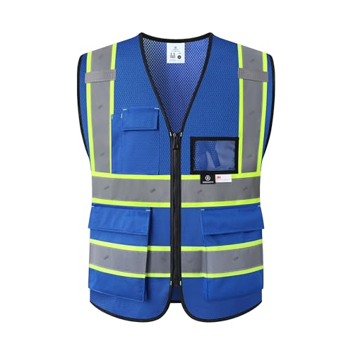 Safety Vest for Men Women Reflective Construction Vest - color: Blue, size: 3X-Large