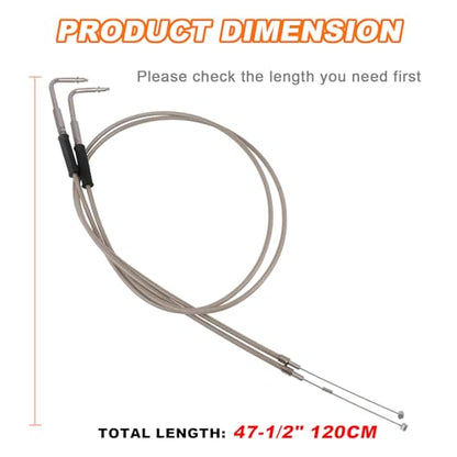 47-1/2" Throttle Idle Cable Stainless Steel Braided Throttle Cable Wire Kit Compatible with Harley Road King Dyna Softail FLH FLT 1996-2007 FXD FLST FXST 1996-2010 - size: 47-1/2"
