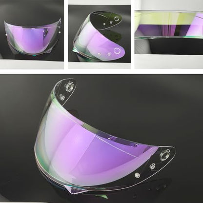 HJ-34P Helmet Visor Replacement for HJC C10.Motorcycle Helmet Shield UV Protection Compatible with HJC C10 (Revo Clear Purple+Anti Fog Film) - color: Anti Fog Film+revo Clear Purple
