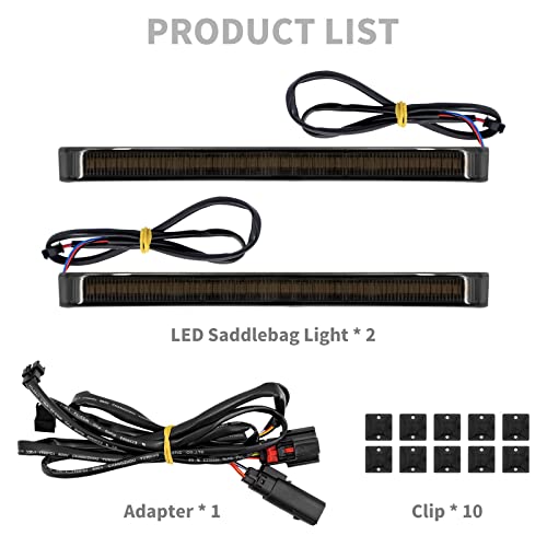 Motorcycle Saddlebag Tail Light Running Brake Sequential Turn Signal LED Lamp Fit for Harley Touring Street Gilde Road King Road Gilde Electra Glide Ultra Limited 2014-2023 (Black Lens) - color: Black Lens