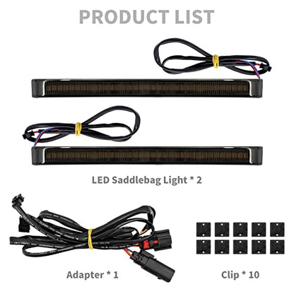 Motorcycle Saddlebag Tail Light Running Brake Sequential Turn Signal LED Lamp Fit for Harley Touring Street Gilde Road King Road Gilde Electra Glide Ultra Limited 2014-2023 (Black Lens) - color: Black Lens