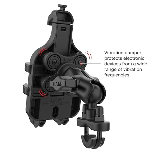 RAM MOUNTS Quick-Grip Pro Vibration Damping Phone Mount with U-Bolt Base for Motorcycles and ATVs RAM-B-149Z-A-PD5VU