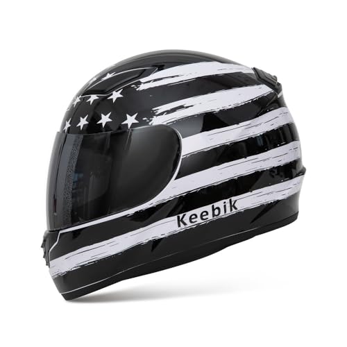 Motorcycle Skull Helmets for Adult Men Women, Full Face Lightweight Street Bike Racing DOT Graffiti Helmet with Extra Clear Visor - color: MOR3