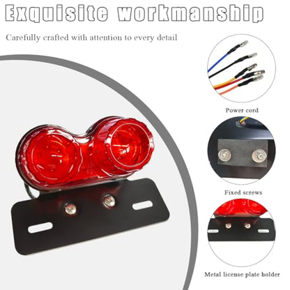 Wevdn 40-LED 40W Motorcycle Tail Light, Integrated Running 40 LED Brake Stop Light with License Plate Bracket, Turn Signal Lamp Tail Light for Motorcycle Street Bike Cruiser (Red) - color: Red