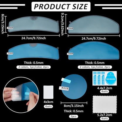 NBEADS 4 Sets 4 Styles Motorcycle Helmet Rainproof Film, AntiFog Helmet Visor Film Kits with 1set Rearview Mirror Film for Universal Fit All Weather Riding Accessories
