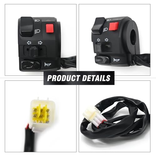Anxingo 7/8" 22mm Left Handlebar Switch, Horn Turn Signal Warning Light Switches, for ATV Motorbike