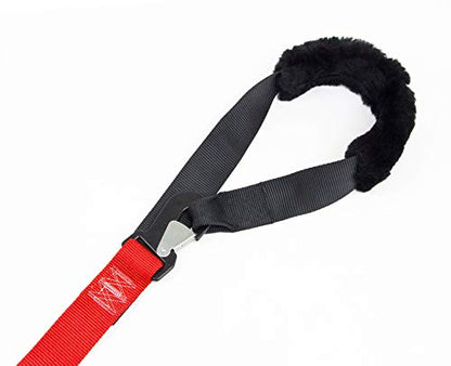 PowerTye 2in x 7ft Premium Trailer Kit with Big Daddy Ratchet Tie-Downs, Secure Hooks, Soft-Tye, & Storage Bag - Made in USA - 1,500 lb. WLL / 4,500 lb. Breaking Strength - Red (Pair) - color: Red Strap/Black Soft-Tye