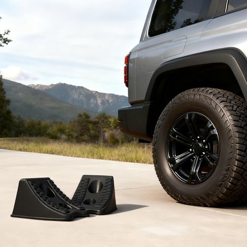 TONDA Wheel Chocks, Heavy Duty Wheel Wedge for Car, Travel Trailer, 4 Pack | SPACE-SAVING DESIGN, ANTI-SLIP SURFACE, TRIANGULAR DESIGN, HEAVY-DUTY - color: 4 PACK