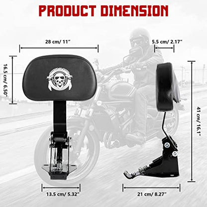 INNOGLOW Motorcycle Backrest - Adjustable Detachable Driver Rider Backrest Black Back Rest Pad Fit for Harley Davidson Touring Street Glide Electra Glide Road Glide Road King CVO 2009-2020 - color: Style-3/Black Arm(with skull printed)