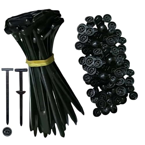 50 PCS Nylon Universal Cable Tie Buckle – Heavy Duty Self-Locking Zip Ties Holder with Pin & Button Design, Plastic Cable Ties Tool Fasteners Car Body, UV Resistant Zipties for Car Daily Auto Fixing - color: 50pcs Black