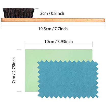 YoungJoy 3 Pcs Horsehair Brush Detailing Set - Cleaning Brushes Silver Care Kit with Cloth (Set A) - color: Set a