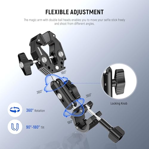NEEWER GP-30 Motorcycle Mount Kit + GP19 Motorcycle Helmet Chin Strap Mount, Bicycle Handlebar Invisible Selfie Stick Compatible with GoPro Insta360 DJI AKASO Action Cameras