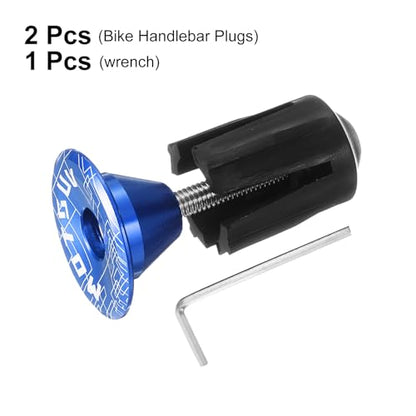 HARFINGTON Bike Handlebar End Plugs Aluminum Bar End Caps 16-21mm Adjustment Expanding Locking with Tool for MTB Road BMX Fixed Gear Bike, Blue - color: Blue