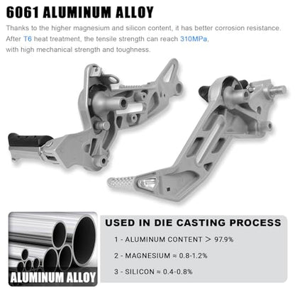Motorcycle Footpegs Pedal Footrest Assembly in Aluminum Alloy Compatible with Honda Grom MSX 125 SF 2021-2024