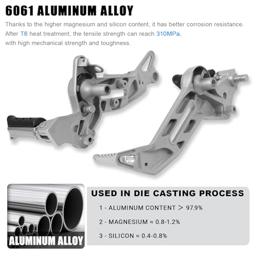 Mokuo High Strength Aluminum Alloy 6061 Motorcycle Footpegs Assembly Footrest Set Kit Right&Left Side Fit for Honda Grom MSX 125 SF 2021-2024