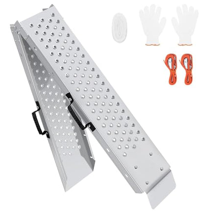 77.7 inches Long and 8.6 inches Wide Heavy Duty Folding Loading Ramp, Motorcycle; Lawn Mower; Snow Plough; Bikes; ATV; UTV; Golf Carts,Circular Hole, Pack of 1
