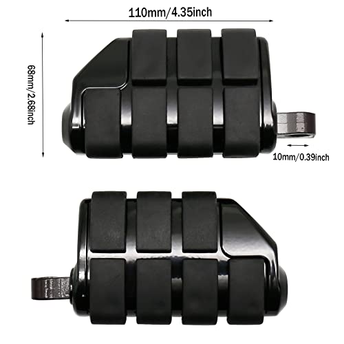 Motorcycle Footpegs Foot Rest Compatible with Harley Touring Street Glide Road King Road Glide Electra Glide Sportster Dyna Softail 10mm (StyleC#Black) - color: Style C#Black