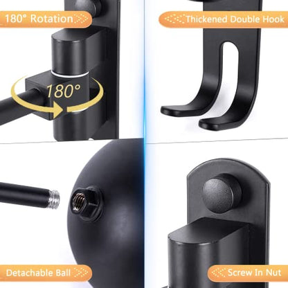 Kikerike Motorcycle Helmet Rack Wall Mount with 180 Degree Rotation and 2 Hooks - Metal Helmet Holder Display Stand, Black, 6 Pcs - color: Black(6PCS)