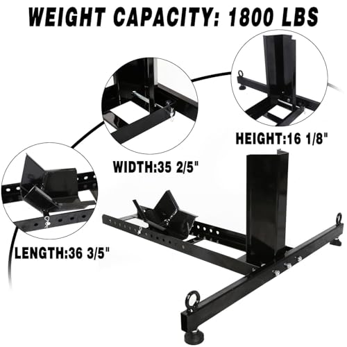 KUAFU Motorcycle Wheel Chock Stand Upright 1800 LBS, Wide Range 3“ to 5” Support Adjustable Heavy Duty Motorcycle Stand Front Wheel Tire Chock for Trailer/Truck/Garage Power Coated Steel