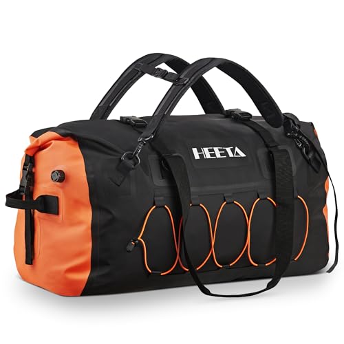 HEETA Waterproof Duffel Bag Motorcycle Dry Bag Backpack, 60L/80L Extra Large Rolltop Travel Duffle Bags with Straps & Handles for Kayaking Rafting Boating Canoeing Camping Gym Beach Cruise Ship - color: Black, size: 60L