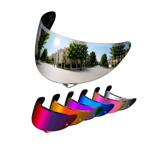 PSLER HJ-34P Visor - HJ-34P Visor Tinted C10 Helmet Visor Face Shield for HJ-34P C10,Deep Silver-Mirrored - color: Silver