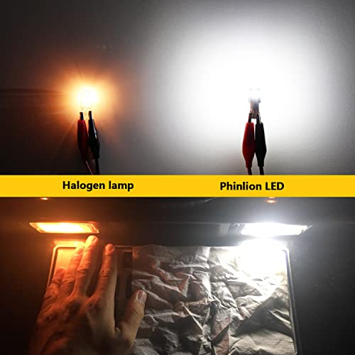PHINLION 194 LED Light Bulb 6000K White Super Bright 168 175 2825 W5W T10 Wedge 6-SMD 3030 Chipsets LED Bulbs for Car Interior Dome Map Reading Trunk Courtesy License Plate Lights, Pack of 2 - color: White