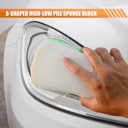 Craedli 9PCS Car Wash Cleaning Kit, Microfiber Auto Detailing Set with Wheel Brush, Wash Mitt, Sponge, Drying Towels & Applicator Pads, Vehicle Interior Exterior Wash Tools Supplies (Green) - color: Green