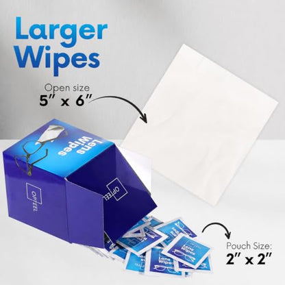 OPTEEL Lens Wipes for Eyeglasses - Pre-moistened Eyeglass Lens Cleaning Wipes - 500 Lens Wipes Individually Wrapped Sracth-Free Streak-Free Eye Glasses Wipes Lens Cleaner for Sunglass & Camera Lens - size: 500 Count (Pack of 1)