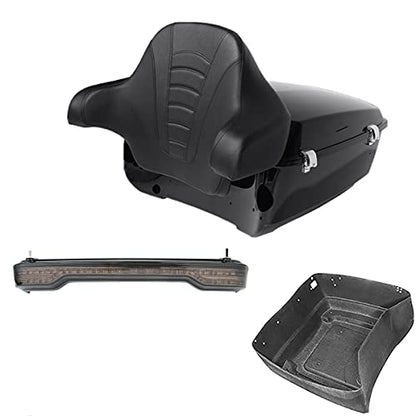 TCMT King Pack Trunk Wrap-Around Backrest LED Brake TailLight Fit For Harley 2014-2023 Touring CVO Road King Road Glide Street Glide Electra Glide Pack Trunk - color: Style A+Smoke Taillight