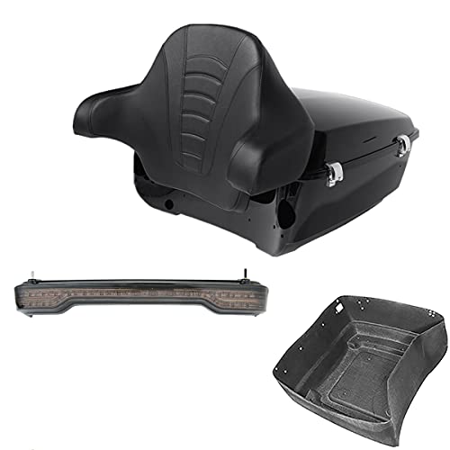 TCMT King Pack Trunk Wrap-Around Backrest LED Brake TailLight Fit For Harley 2014-2023 Touring CVO Road King Road Glide Street Glide Electra Glide Pack Trunk - color: Style A+Smoke Taillight