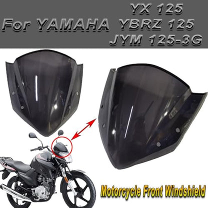 Motorbikes Deflector for YA&MAHA YBRZ 125 YBR 125 YX125 JYM125-3G Motorcycle Accessories Front Windshield Windscreen Wind Shield Fairing Windscreen Deflector, Black