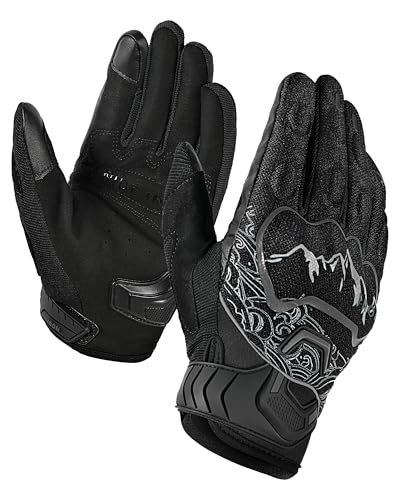 BORLENI Motorcycle Gloves Motorbike Glove for Men Women Full Finger Knuckle Protection Touch Screen Cycling ATV Hiking Riding - color: mountain-Black, size: Medium