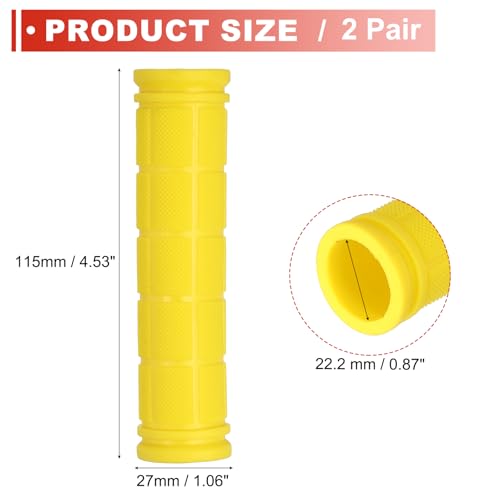 2 Pair Soft Rubber Handlebar Grips, Bicycle Handlebar Grips Bike Handle Bar Wrap Non-Slip 4.5 Inch - Fitting for Mountain Bikes/Road Bicycles/Scooter - color: Yellow