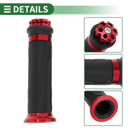 7/8" 22mm 15/16" 24mm Motorcycle Hand Grips Cover Kit Non Slip Aluminum Alloy Rubber Handlebar Hand Grips for Motorcycle Scooter Bicycle ATV Red 1Set - color: Red