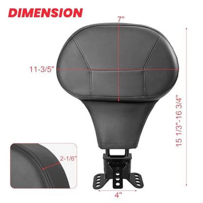 Adjustable Driver Backrest for Harley Touring Street Glide Road Glide Road King Electra Ultra Limited 1997-2026 Detachable with Storage Bag & Headphone Jack Black - size: Driver Backrest W/ Pouch 1