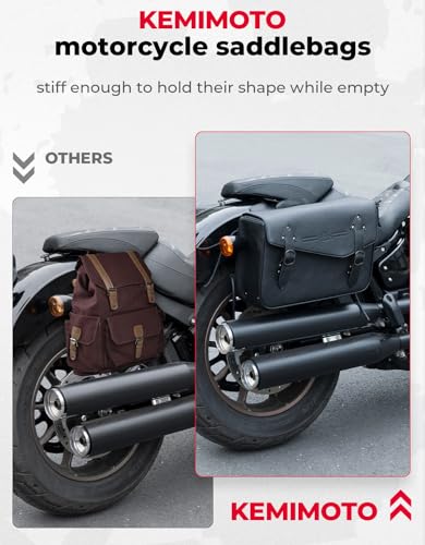 KEMIMOTO Quick Release Motorcycle Saddlebags Throw Over PU Leather Saddle Bags 36L Luggage Bag Fit for Sportster Softail Dyna V-star Shadow Road King 883 1200 Low Rider S Cruiser Vulcan Rebel