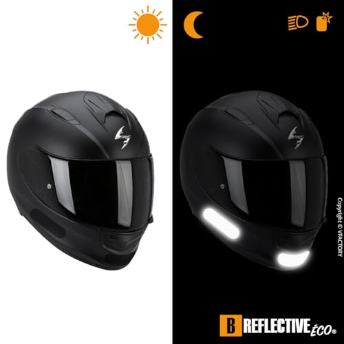 2 x Kit of 4 Reflective Stickers Motorcycle Helmet - Size Stripes Approved FR Visibility - Sober & Design - Optimised Grip – Black - size: Set of 2