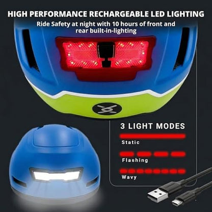 XNITO Bike Helmet with LED Lights - Urban Bicycle Helmet for Adults, Men & Women - CPSC & NTA-8776 Dual Certified - Class 3 E-Bikes, Scooters, Onewheel, Commuter, Mountain - color: Kelowna, size: X-Large